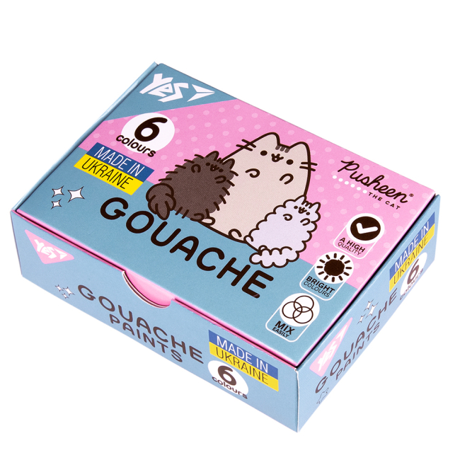 Канцтовары - Краски гуашь Yes Pusheen 6 цветов (230400)
