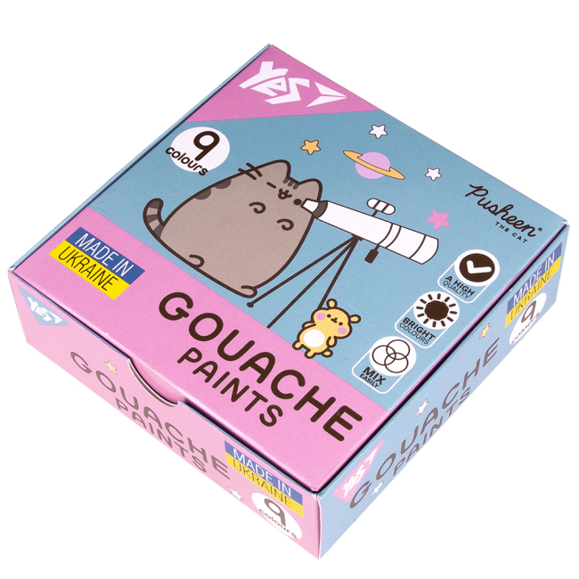Канцтовари - ​Фарби гуаш Yes Pusheen 9 кольорів (230401)