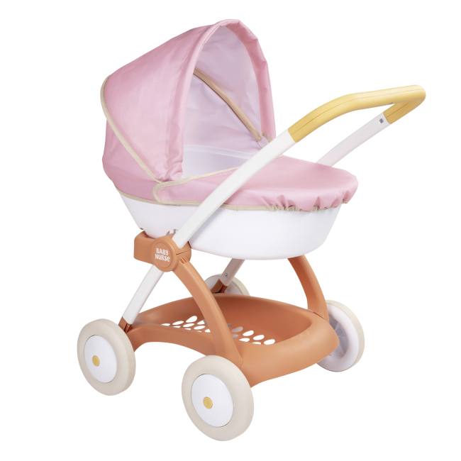 Транспорт і улюбленці - Коляска Smoby Baby Nurse Теракотова пудра люлька з корзиною (7600254124)