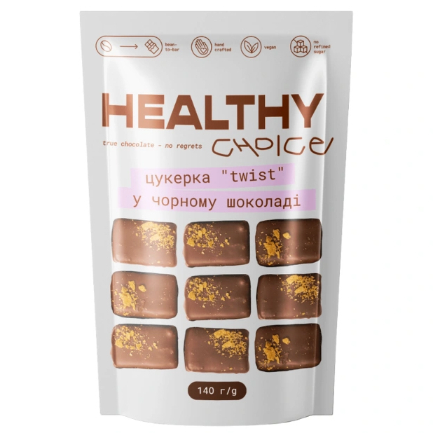 Сладости - Конфеты Healthy choice Twist в черном шоколаде (4820237130525)