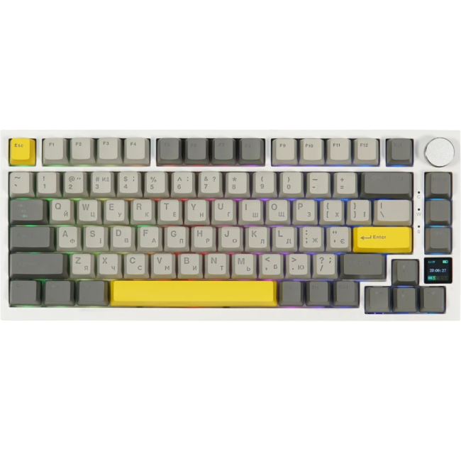 Клавиатура и мыши - Клавиатура Epomaker AK820 Pro 75% Flying Fish Switch Hot-Swap 2.4G/BT/USB LCD Screen RGB White UA (AK820-PRO-W-FF)