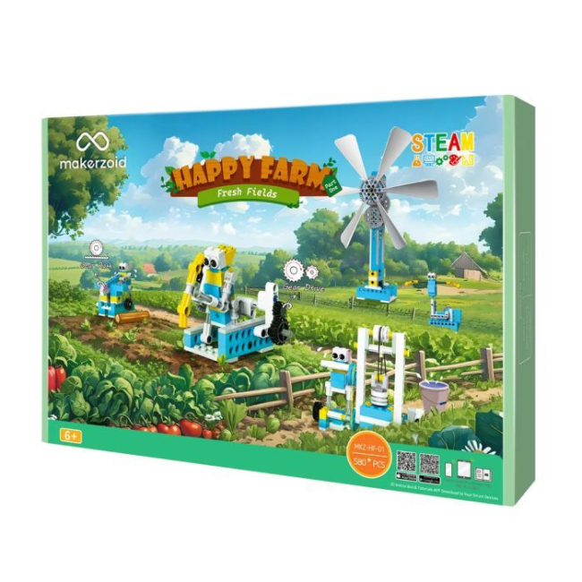 Конструктори з унікальними деталями - Конструктор Makerzoid Happy Farm Fresh Fields 580 елементів (MKZ-HF-01 )