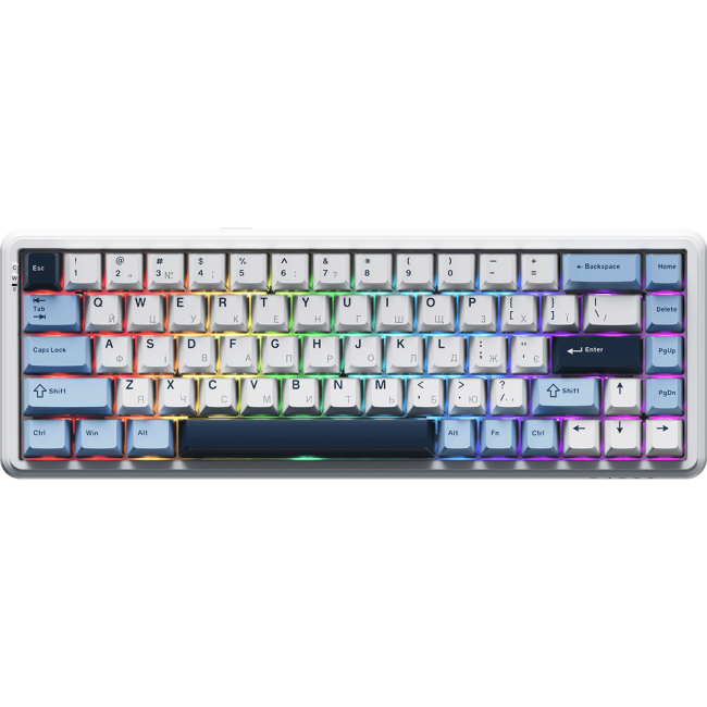 Клавіатура і миші - Клавіатура Ajazz AK680 MAX 8+8K Magnetic Switch-Blue-White-Dark Blue Keycaps-RGB -Aluminum Positioning Plate-3 Model Version (AK680-M-BWD-A)