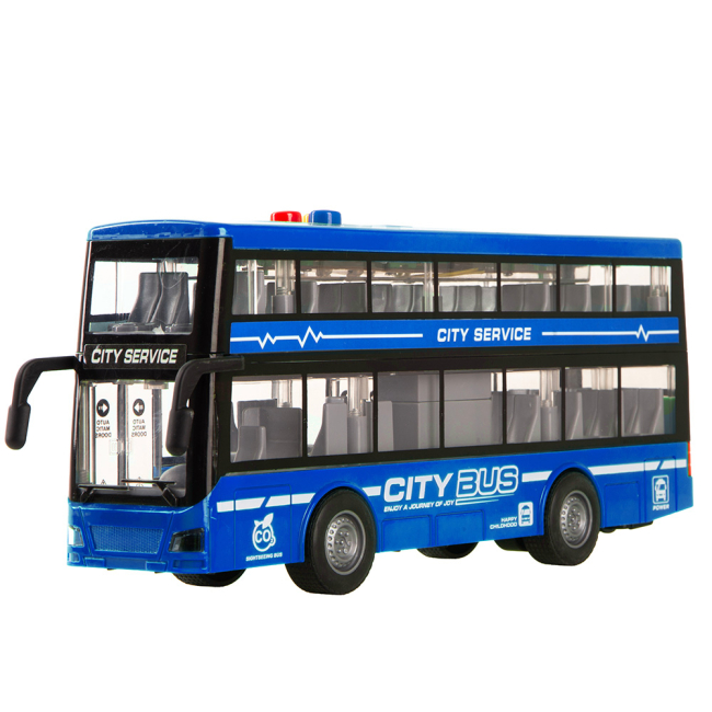 Транспорт і спецтехніка - Автомодель DIY Toys Інерційний двоповерховий автобус синій (CJ-4023760/2)