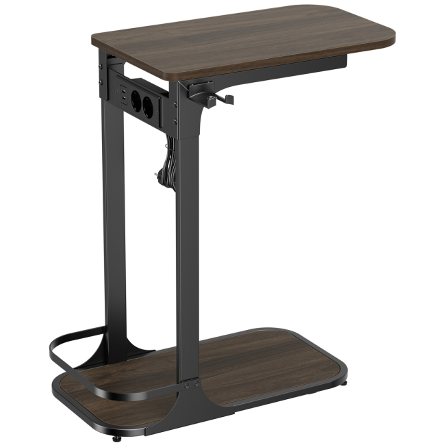 Мебель для геймеров - Приставной столик OfficePro Dark wood black с удлинителем, USB-разъемами и держателем для гарнитуры (SD185DW)