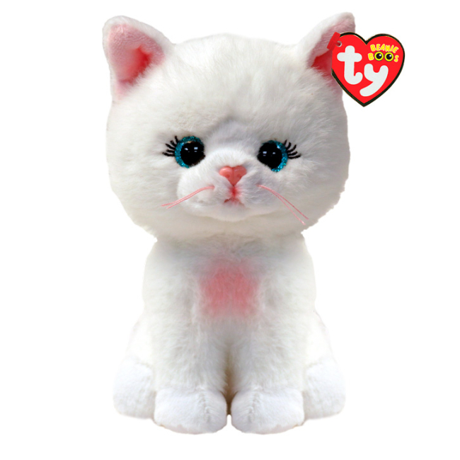М'які тварини - М'яка іграшка TY Beanie Babies Біла кішка Amelia 15 см (37377)