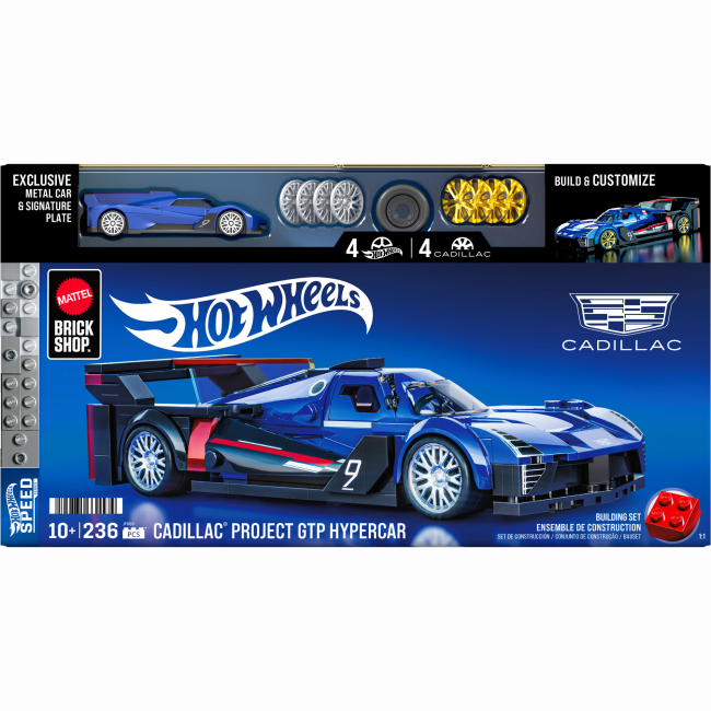 Конструкторы с уникальными деталями - ​Конструктор Hot Wheels Brick Shop Speed Cadillac Project GTP Hypercar 236 деталей (JFR89)