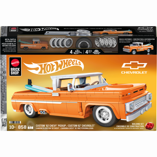Конструкторы с уникальными деталями - Конструктор Hot Wheels Brick Shop Elite Custom '62 Chevy Pickup 858 деталей (JFT20)