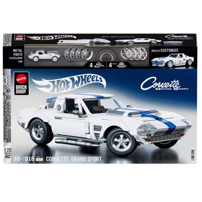 Конструкторы с уникальными деталями - Конструктор Hot Wheels Brick Shop Elite Corvette Grand Sport 918 деталей (JGR31)