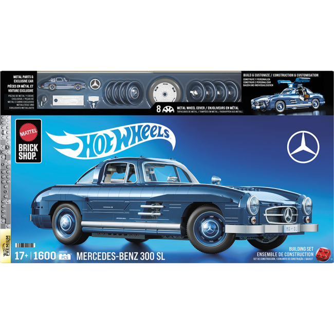 Конструкторы с уникальными деталями - Конструктор Hot Wheels Brick Shop Mercedes-Benz 300 SL 1600 деталей (HWW25)