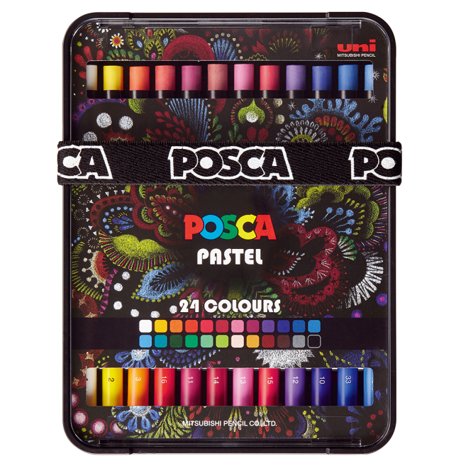 Канцтовары - Пастель восковая UNI Posca Pastel 24 цвета (KPA-100/24C)