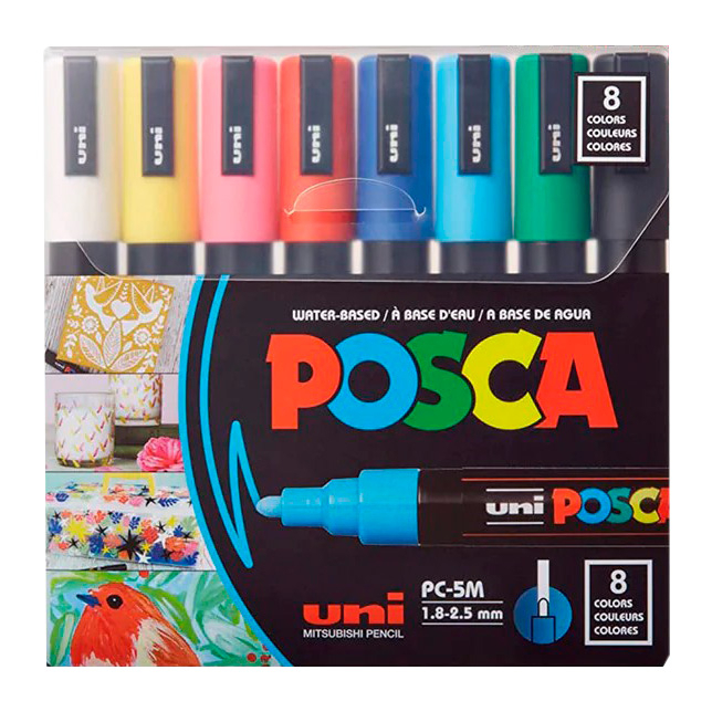 Канцтовари - ​Набір маркерів UNI Posca 8 шт (PC-5M 8C)