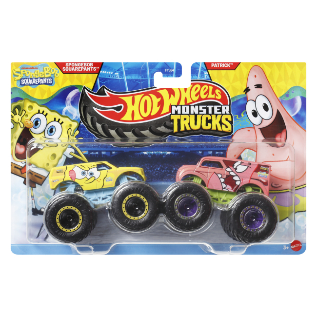 Автомоделі - Набір автомоделей Hot Wheels Monster trucks Sponge Bob Squarepants vs Patrick (FYJ64/JCC81)