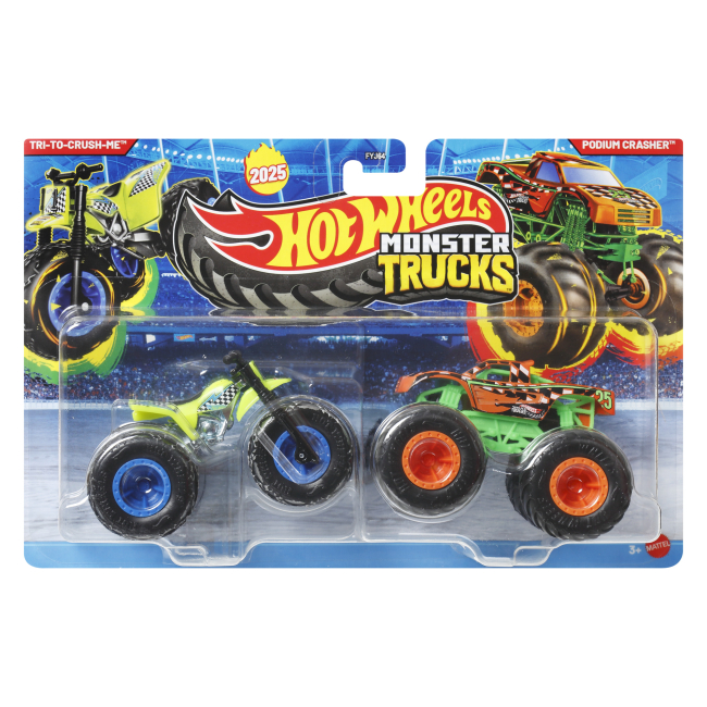 Автомоделі - Набір автомоделей Hot Wheels Monster trucks Tri-to-crush-me vs Podium crasher (FYJ64/JCC70)