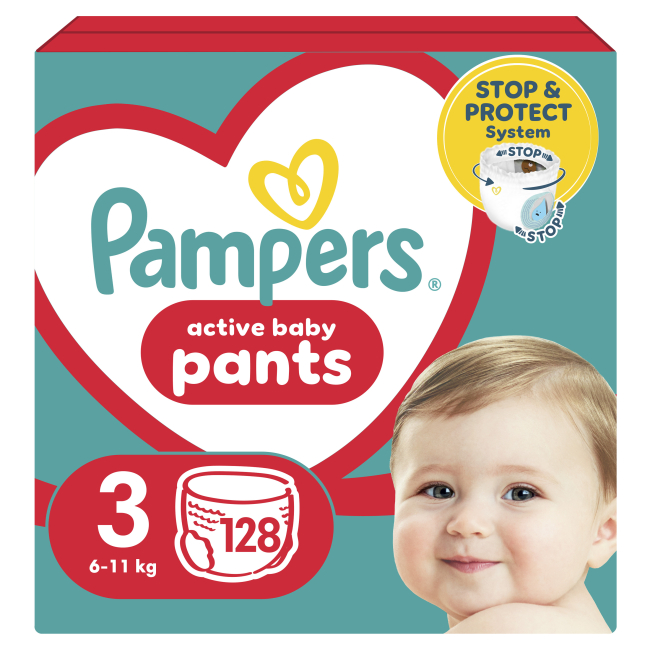 Товары по уходу - Подгузники-трусики Pampers Active baby Midi 6-11 кг 128 шт (8006540069417)