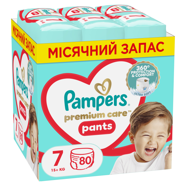 Товари для догляду - Підгузки-трусики Pampers Premium care Giant Plus 15+ кг 80 шт (8700216338981)