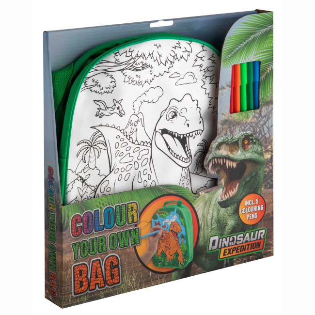 Набори для творчості - Рюкзак-розмальовка Moxy Dinosaur Expedition з фломастерами (990192)