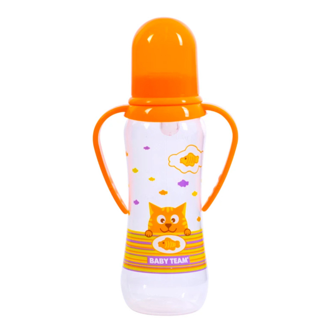 Бутылочки, соски и аксессуары - Бутылочка для кормления Baby Team оранжевая 250 мл (1411/2)