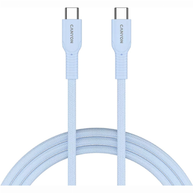 Павербанки - Кабель Canyon OnWire 60CL C-C 60W COLOR Braided 1 м Light Blue (CND-CCAP60AB10LBL)