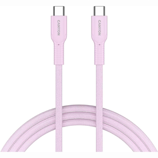 Павербанки - Кабель Canyon OnWire 60CL C-C 60W COLOR Braided 1 м Pink (CND-CCAP60AB10PK)