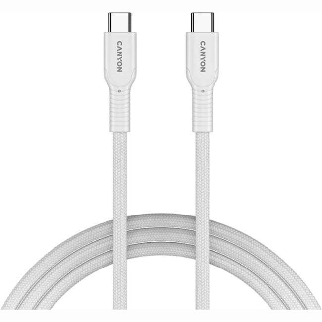 Павербанки - ​Кабель Canyon OnWire 60CL C-C 60W COLOR Braided 1 м White (CND-CCAP60AB10W)