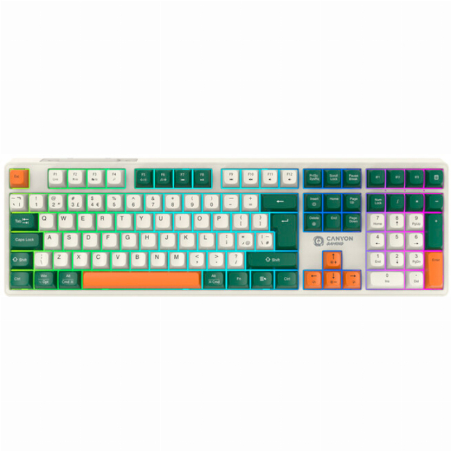 Клавіатура і миші - ​Клавіатура бездротова Canyon Shadder GKW-11 RGB Silent UA Wireless/Bluetooth/USB White (CND-SKBW11)