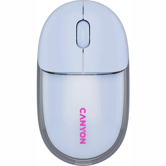 Клавіатура і миші - Мишка Canyon OnClick 24 Dual-mode Silent Bluetooth/Wireless Transparent/Blue (CNS-CMSW24BL)