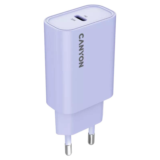 Павербанки - Сетевое зарядное устройство Canyon OnCharge 30CL 1xPD Type-C 30W Purple (CNE-CHA30CLPU)