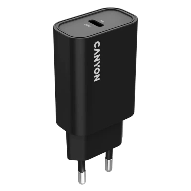 Павербанки - Мережевий зарядний пристрій Canyon OnCharge 30CL 1xPD Type-C 30W Black (CNE-CHA30CLB)