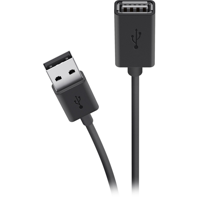 Павербанки - Кабель Belkin USB-A > USB-AF зарядка/синхронизация 1.8 м черный (F3U153BT1.8M)