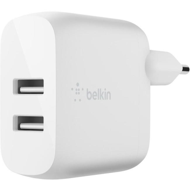 Павербанки - ​Зарядное устройство сетевой Belkin 24Вт 2хUSB-A кабель USB-A > Lightning 1м белый (WCD001VF1MWH)