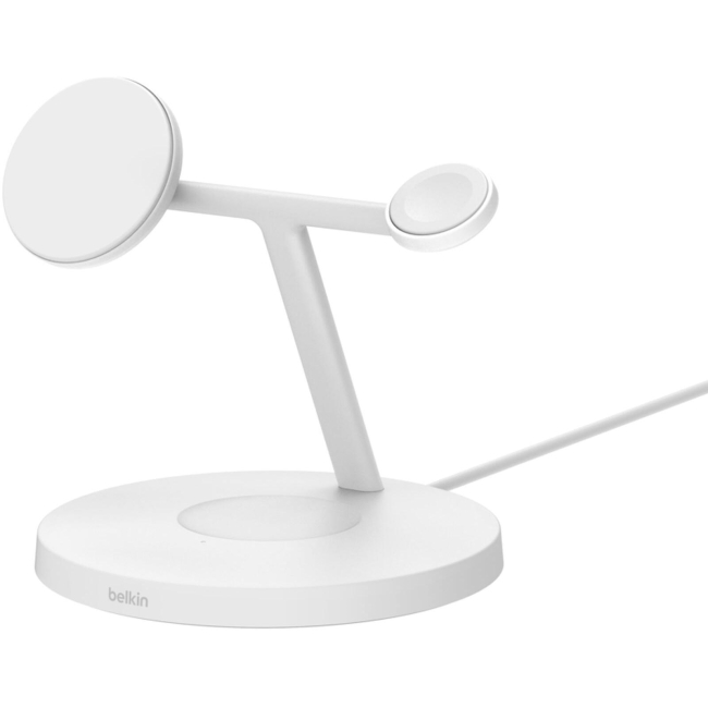 Павербанки - ​Зарядний пристрій бездротовий Belkin Magnetic Pad Qi2 15Вт 3в1 білий (WIZ032KQWH)