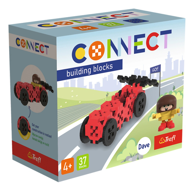 Конструктори з унікальними деталями - Конструктор Trefl Connect Гоночна машина 37 елементів (62045)