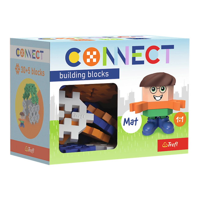 Конструкторы с уникальными деталями - Конструктор Trefl Connect с игровой фигуркой Mat 35 элементов (62005)