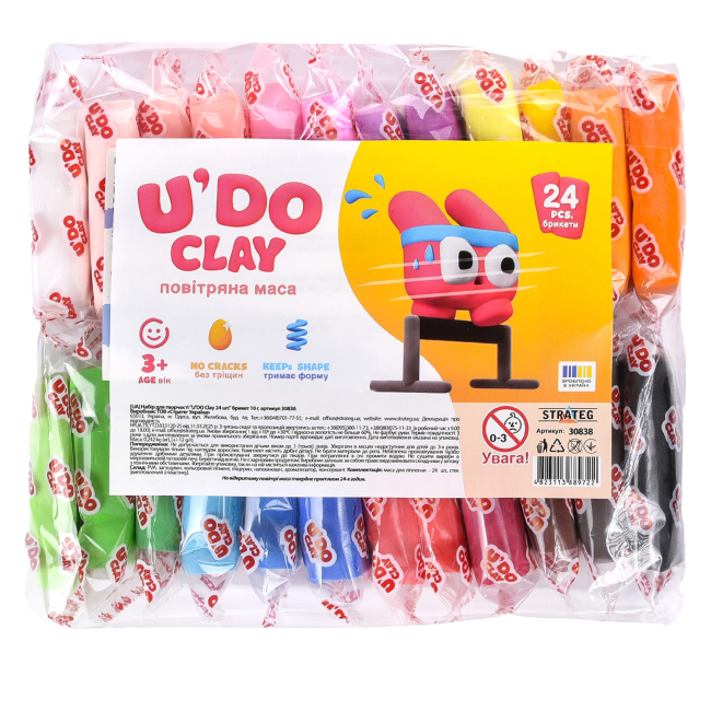 Набори для ліплення - Набір для ліплення Strateg U'Do Clay 24 кольори (30838)