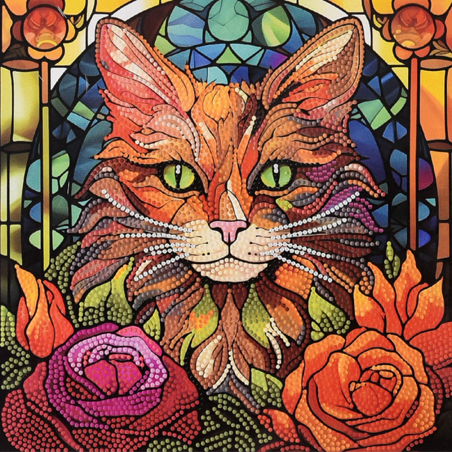 Мозаїка - ​Алмазна картина Strateg Кіт зі смарагдовими очима 30 х 30 см (DEEX16303)