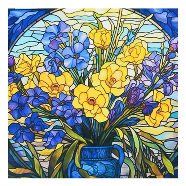 Мозаика - Алмазная картина Strateg Витражные цветы 30 х 30 см (DEEX16280)