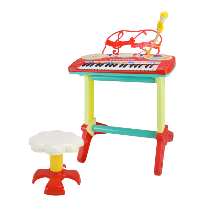 Музичні інструменти - ​Музичний інструмент Країна Іграшок Піаніно з мікрофоном та стільцем червоне (808-8/2)