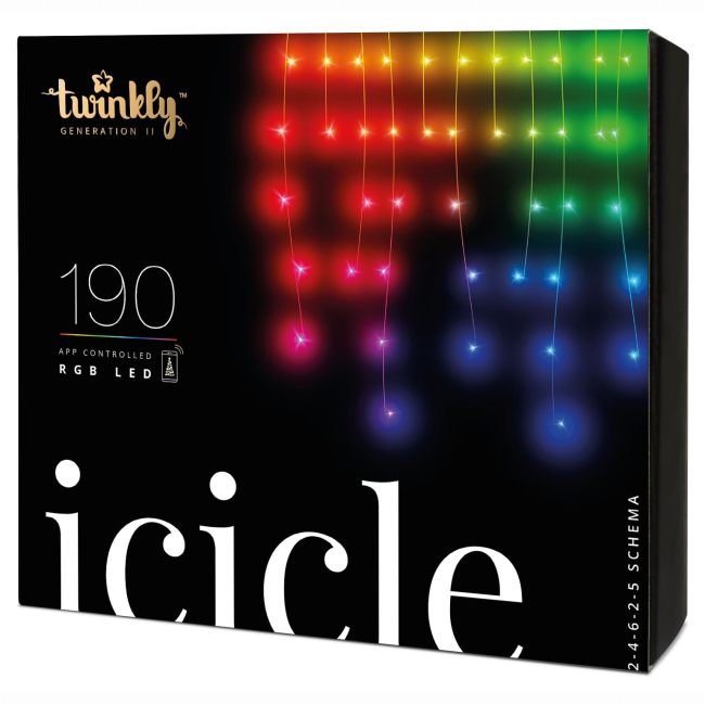 Мебель для геймеров - ​Гирлянда Smart LED Twinkly Icicle RGB 190 IP44 5м кабель прозрачный (TWI190STP-TEU)