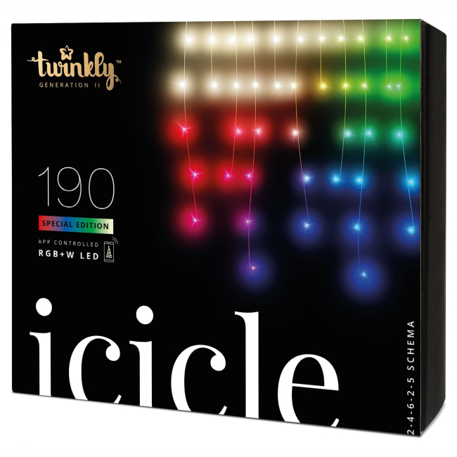 Мебель для геймеров - Гирлянда Smart LED Twinkly Icicle RGBW 190 IP44 5м кабель прозрачный (TWI190SPP-TEU)