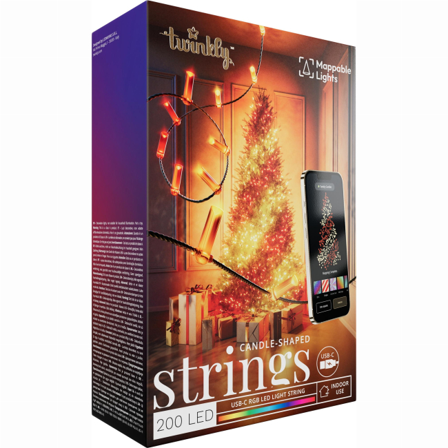 Мебель для геймеров - ​Гирлянда Smart LED Twinkly Strings Candle RGB 200 IP20 12м USB-C кабель зеленый (TWKC200RGB-G)
