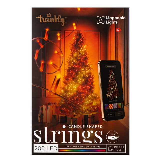 Мебель для геймеров - ​Гирлянда Smart LED Twinkly Strings Candle RGB 200 IP20 12м USB-C кабель прозрачный (TWKC200RGB-T)