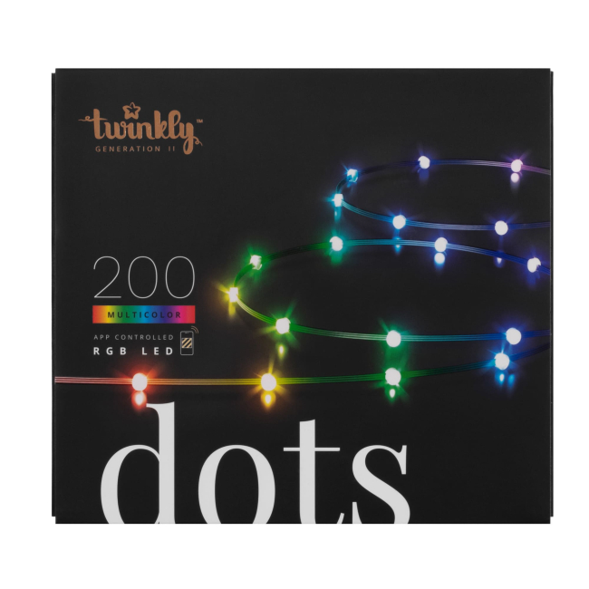 Мебель для геймеров - Гирлянда Smart LED Twinkly Dots Lights RGB 200 IP44 10м черный кабель (TWD200STP-BEU)