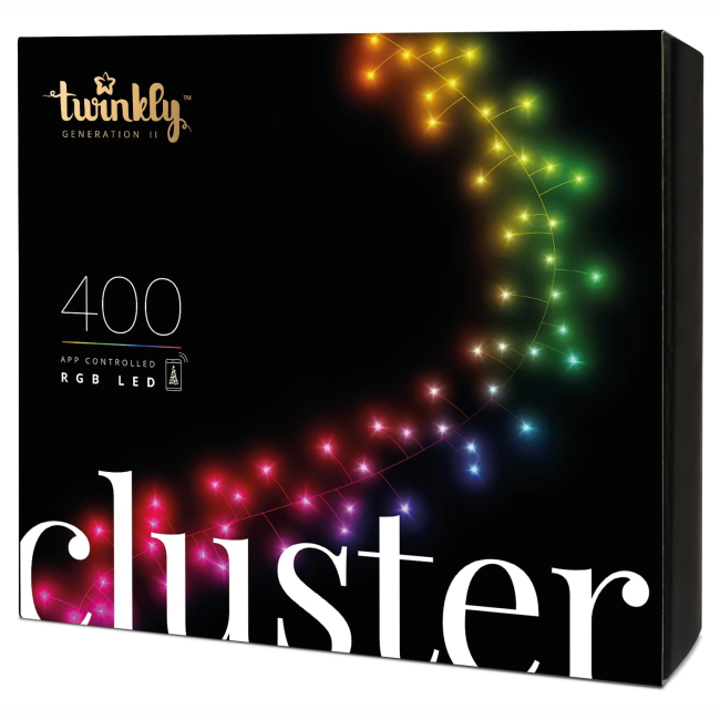 Мебель для геймеров - Гирлянда Smart LED Twinkly Cluster RGB 400 IP44 6м кабель черный (TWC400STP-BEU)