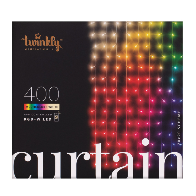 Мебель для геймеров - Гирлянда Smart LED Twinkly Curtain RGBW 400 IP44 1.45х2.1м прозрачный кабель (TWW400SPP-TEU)