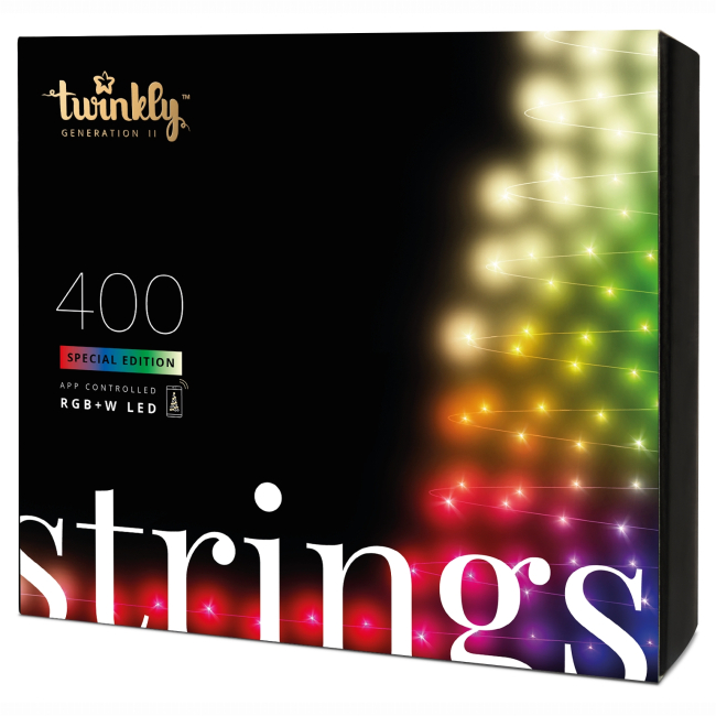Мебель для геймеров - ​Гирлянда Smart LED Twinkly Strings RGBW 400 IP44 32м кабель черный (TWS400SPP-BEU)