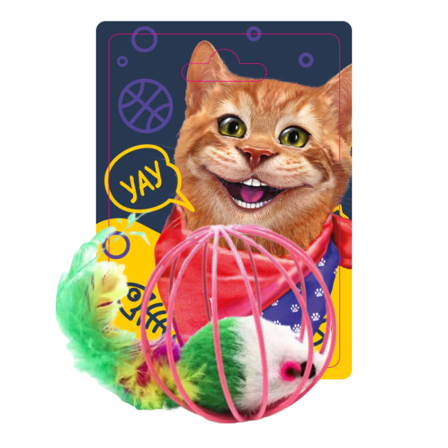 Игрушки для котов - Игрушка-дразнилка для кошек Friend is Мяч с мышкой (FG240419018N)