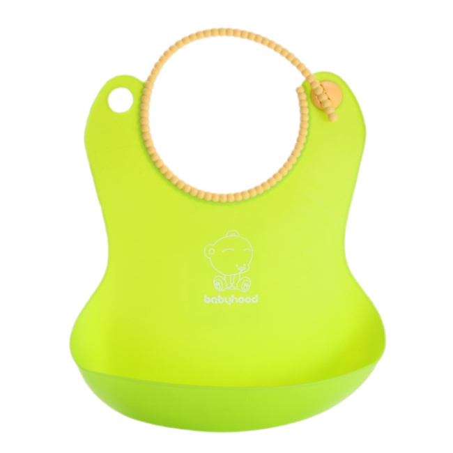 Товары по уходу - Детский фартук для кормления силиконовый Babyhood зеленый (BH-401G)