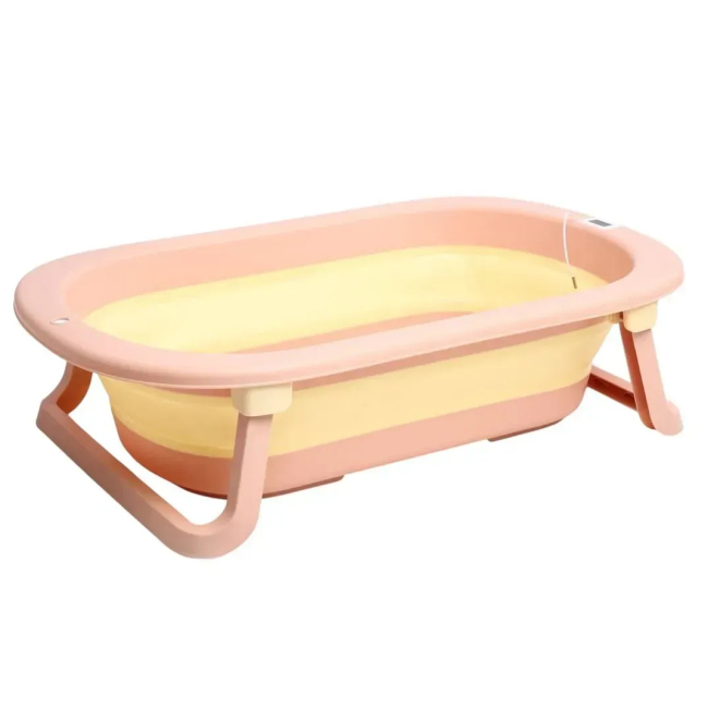 Товари для догляду - ​​Ванночка дитяча складна Babyhood Комфорт Плюс з термометром рожева (ВН-328PY)