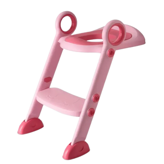 Товары по уходу - Детское сиденье со ступеньками на унитаз Babyhood с полиуретановым кольцом розовое (BH-122P)